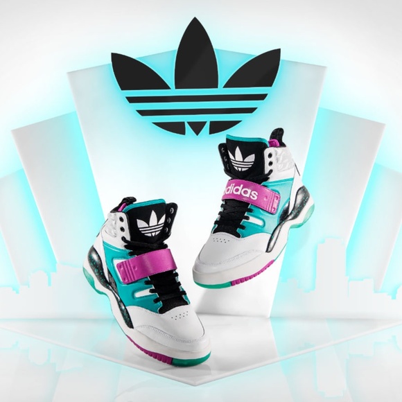 New Adidas Mens White Vivid Pink Hackmore Art Deco G59952 Ortholite Sneaker Sz 9 - Picture 1 of 12